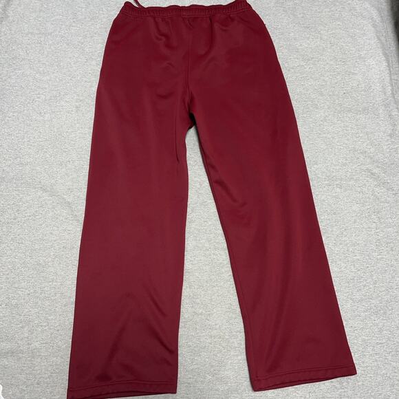 Adidas Mens Medium Tall Red Joggers Sweatpants 2 Zip Pockets Number 24 - Picture 4 of 4